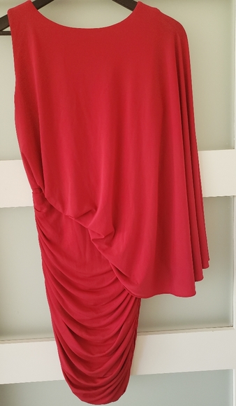 BCBG MAXAZRIA Venus one shoulder dress in red  S - Picture 4 of 6